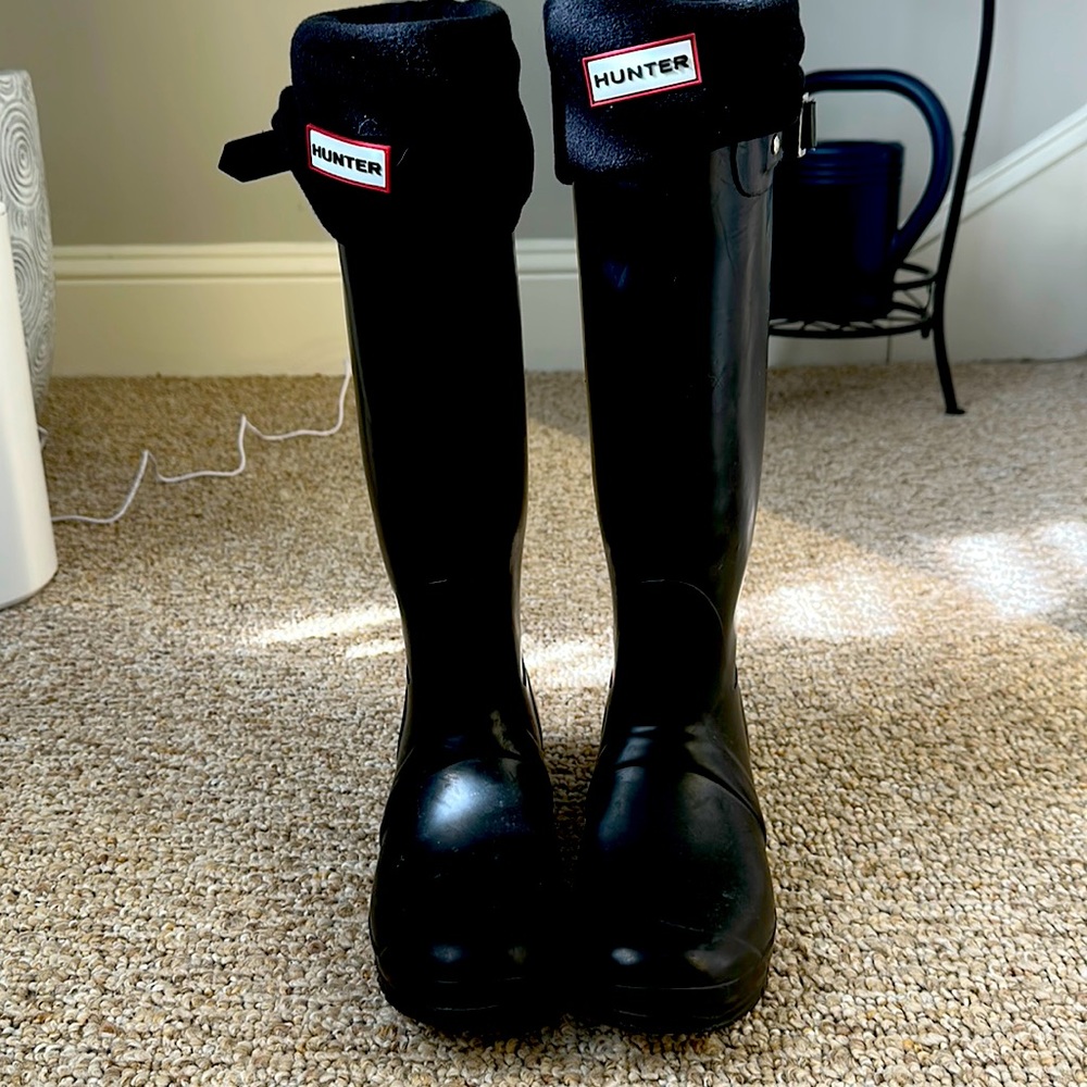 Hunter rain boots, tall black size 8